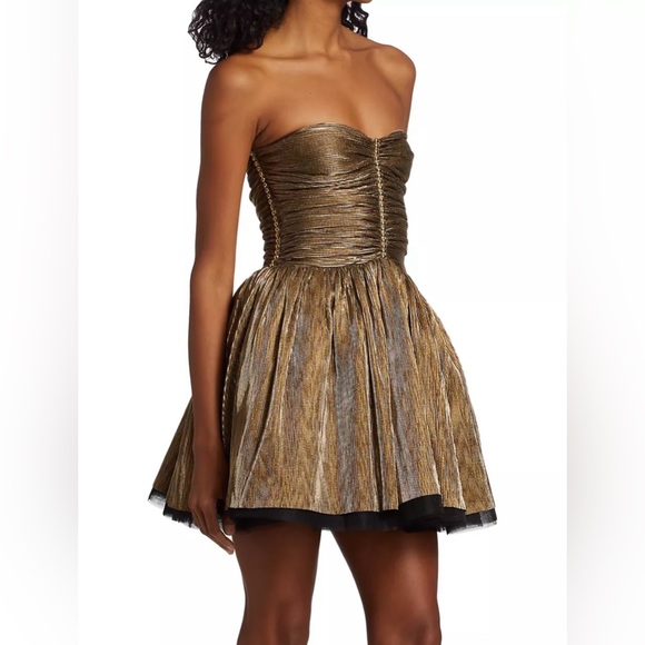 Bronx And Banco Florence Strapless Gold Mini Dress. - Picture 4 of 13